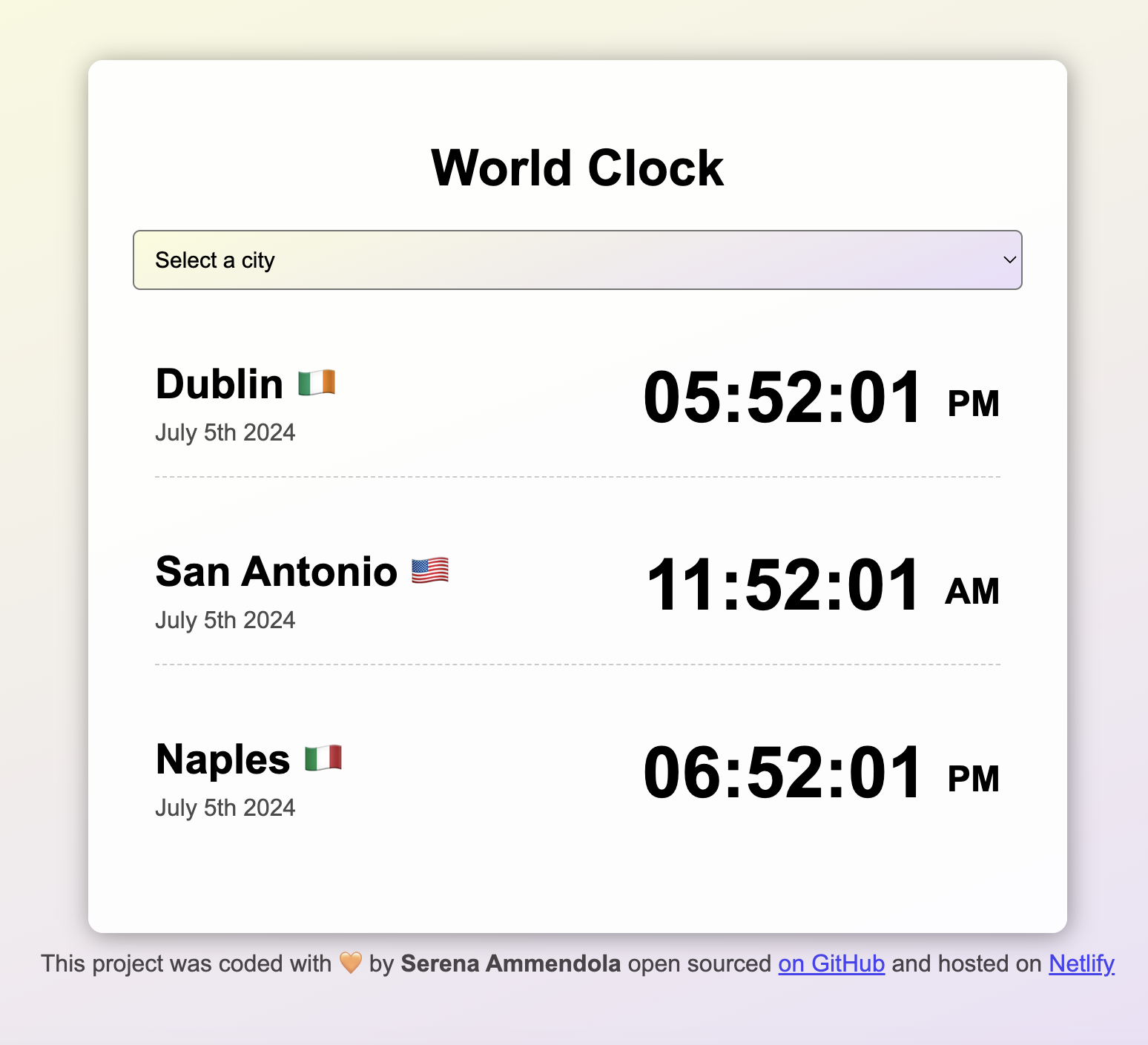 World clock project preview